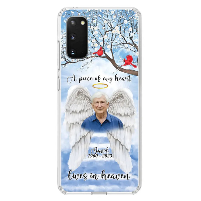 Custom Personalized Memorial Wings Upload Photo Phone Case - Memorial Gift Idea - A Piece Of My Heart Lives In Heaven