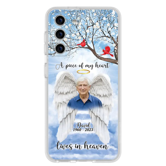 Custom Personalized Memorial Wings Upload Photo Phone Case - Memorial Gift Idea - A Piece Of My Heart Lives In Heaven