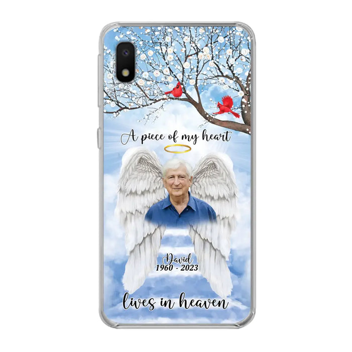 Custom Personalized Memorial Wings Upload Photo Phone Case - Memorial Gift Idea - A Piece Of My Heart Lives In Heaven