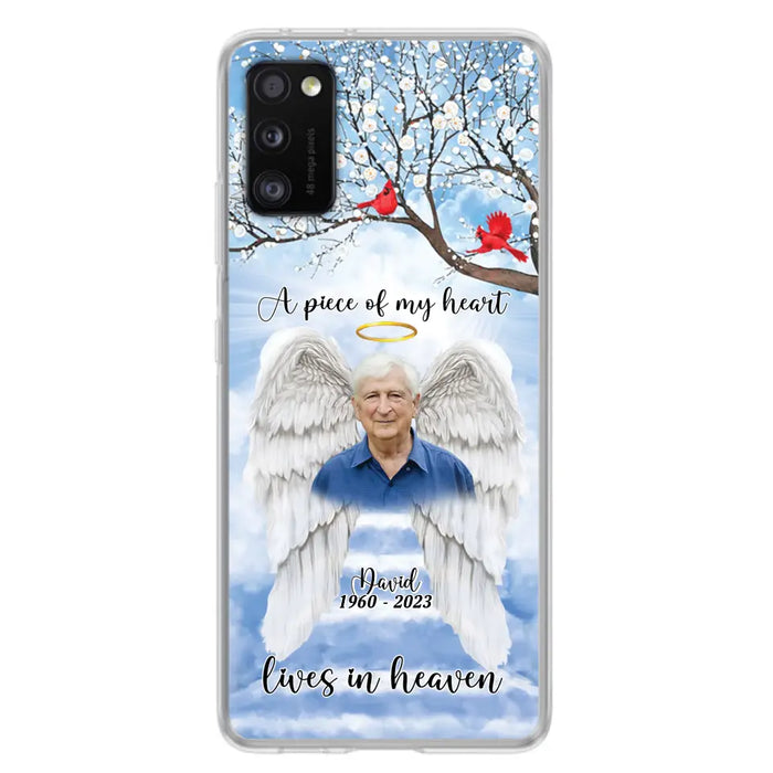 Custom Personalized Memorial Wings Upload Photo Phone Case - Memorial Gift Idea - A Piece Of My Heart Lives In Heaven