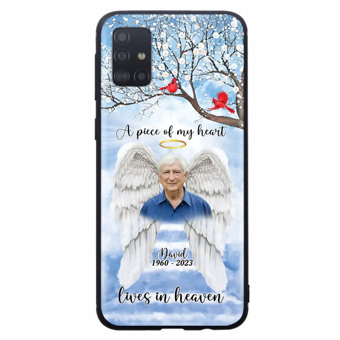 Custom Personalized Memorial Wings Upload Photo Phone Case - Memorial Gift Idea - A Piece Of My Heart Lives In Heaven