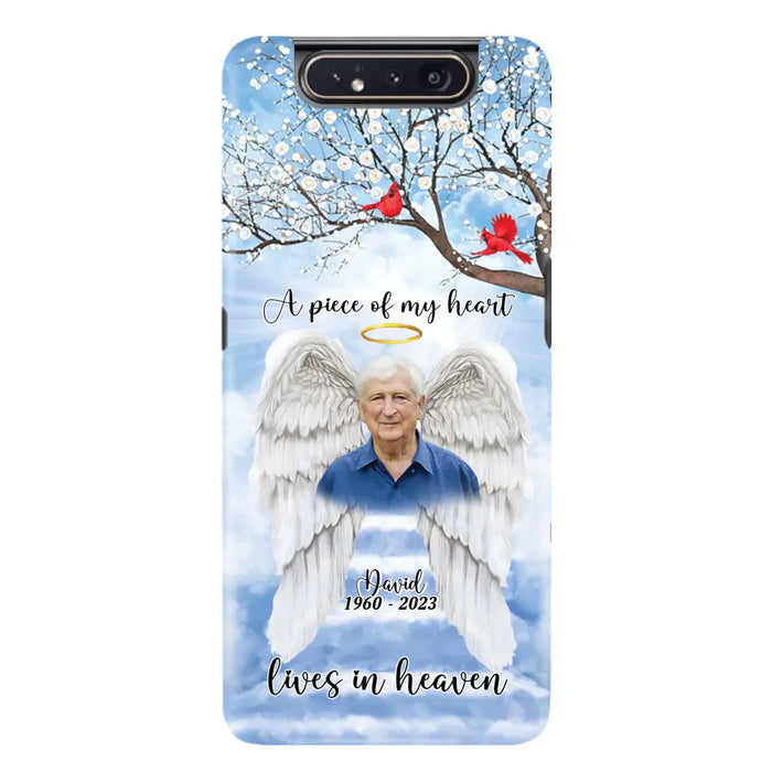 Custom Personalized Memorial Wings Upload Photo Phone Case - Memorial Gift Idea - A Piece Of My Heart Lives In Heaven