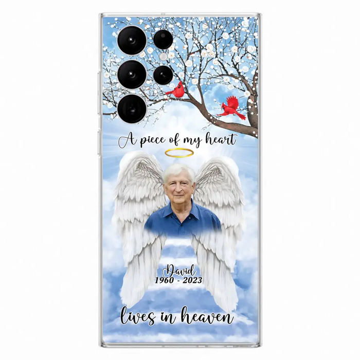 Custom Personalized Memorial Wings Upload Photo Phone Case - Memorial Gift Idea - A Piece Of My Heart Lives In Heaven