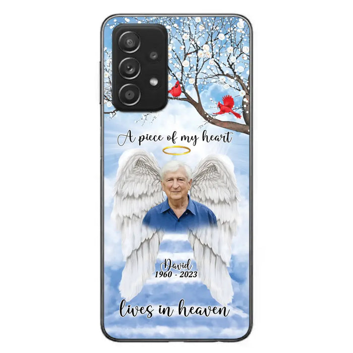 Custom Personalized Memorial Wings Upload Photo Phone Case - Memorial Gift Idea - A Piece Of My Heart Lives In Heaven