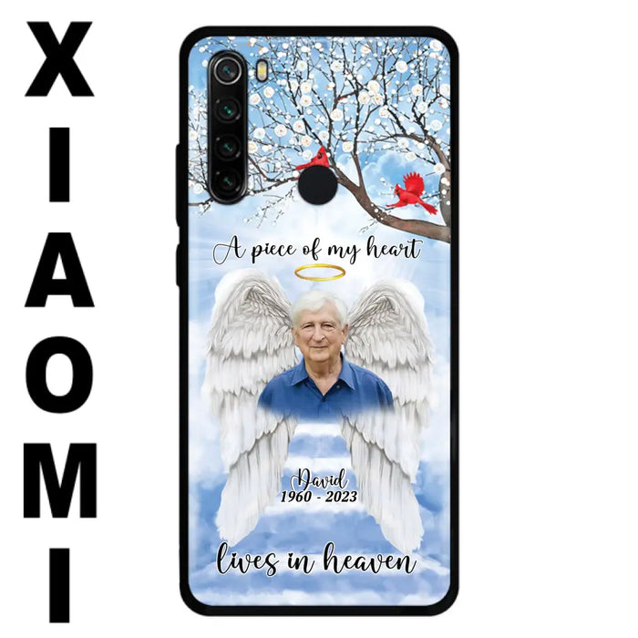 Custom Personalized Memorial Wings Upload Photo Phone Case - Memorial Gift Idea - A Piece Of My Heart Lives In Heaven - Case for Xiaomi/ Huawei/ Oppo