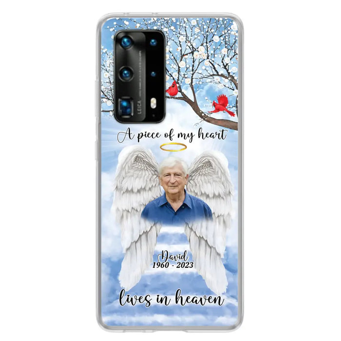 Custom Personalized Memorial Wings Upload Photo Phone Case - Memorial Gift Idea - A Piece Of My Heart Lives In Heaven - Case for Xiaomi/ Huawei/ Oppo