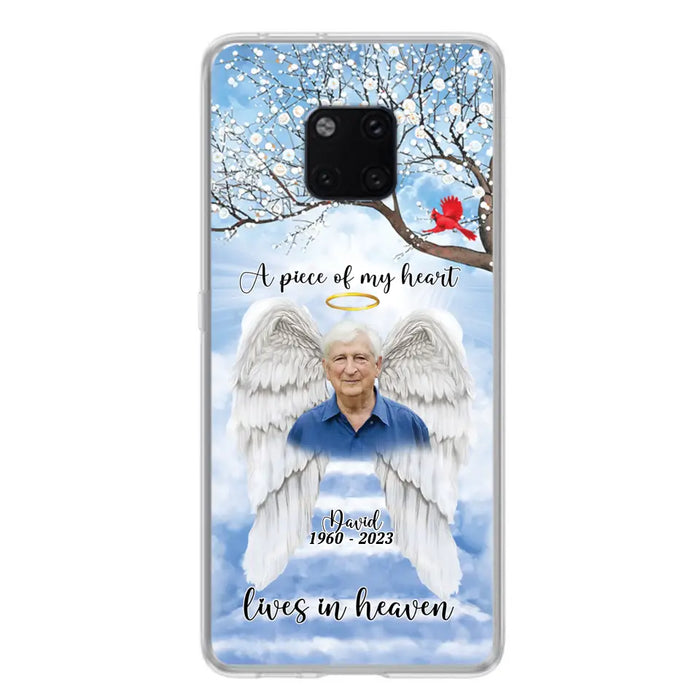 Custom Personalized Memorial Wings Upload Photo Phone Case - Memorial Gift Idea - A Piece Of My Heart Lives In Heaven - Case for Xiaomi/ Huawei/ Oppo