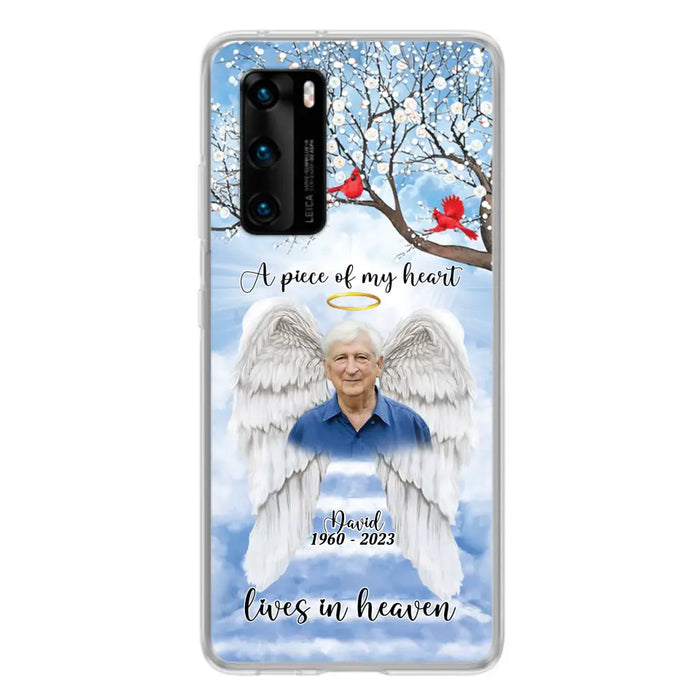 Custom Personalized Memorial Wings Upload Photo Phone Case - Memorial Gift Idea - A Piece Of My Heart Lives In Heaven - Case for Xiaomi/ Huawei/ Oppo