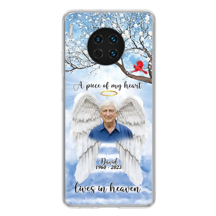 Custom Personalized Memorial Wings Upload Photo Phone Case - Memorial Gift Idea - A Piece Of My Heart Lives In Heaven - Case for Xiaomi/ Huawei/ Oppo