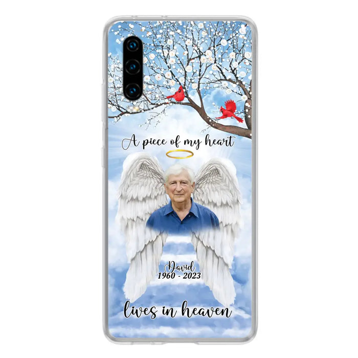 Custom Personalized Memorial Wings Upload Photo Phone Case - Memorial Gift Idea - A Piece Of My Heart Lives In Heaven - Case for Xiaomi/ Huawei/ Oppo