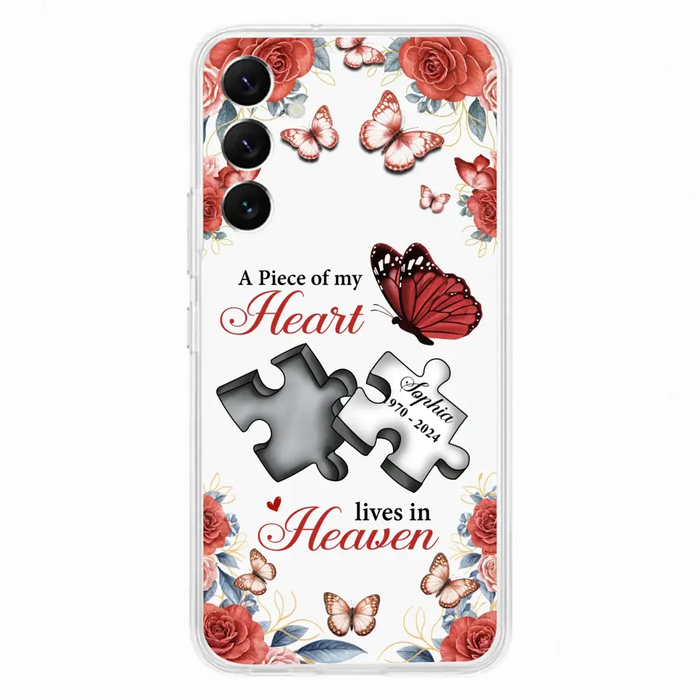 Custom Personalized Memorial Phone Case - Memorial Gift Idea - A Piece Of My Heart Lives In Heaven - Case for iPhone/Samsung