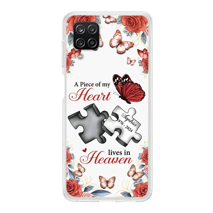 Custom Personalized Memorial Phone Case - Memorial Gift Idea - A Piece Of My Heart Lives In Heaven - Case for iPhone/Samsung