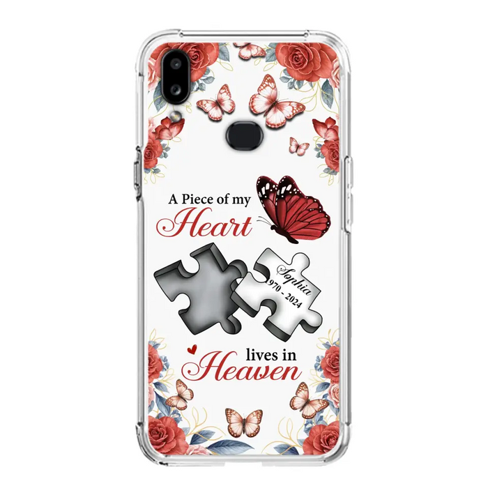 Custom Personalized Memorial Phone Case - Memorial Gift Idea - A Piece Of My Heart Lives In Heaven - Case for iPhone/Samsung