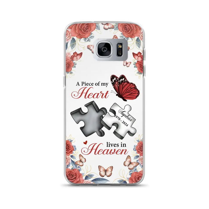 Custom Personalized Memorial Phone Case - Memorial Gift Idea - A Piece Of My Heart Lives In Heaven - Case for iPhone/Samsung