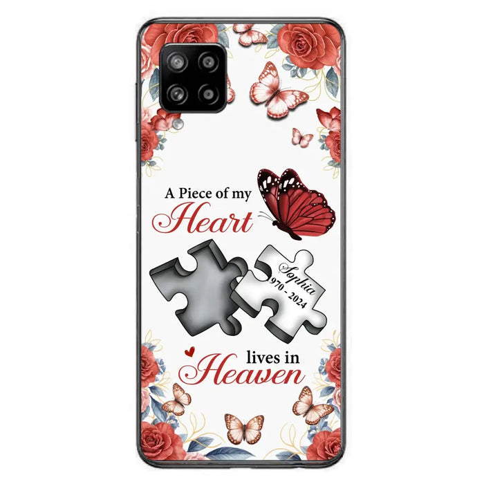 Custom Personalized Memorial Phone Case - Memorial Gift Idea - A Piece Of My Heart Lives In Heaven - Case for iPhone/Samsung