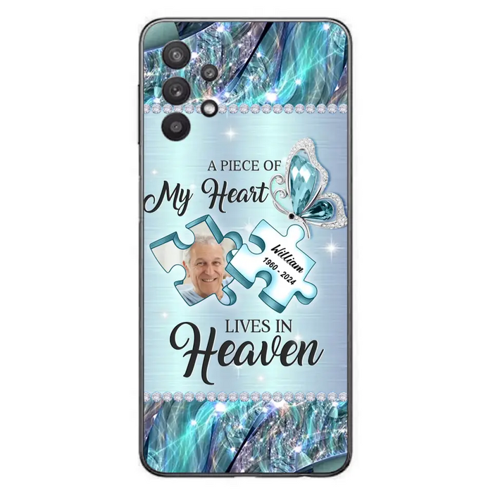 Custom Personalized Memorial Photo Phone Case - Memorial Gift Idea for Father's Day -  A Piece Of My Heart Lives In Heaven - Case for iPhone/Samsung