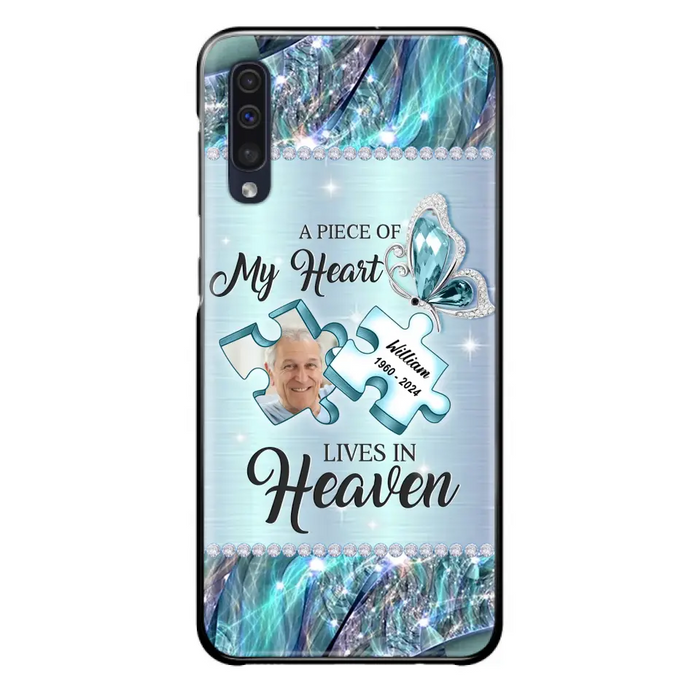 Custom Personalized Memorial Photo Phone Case - Memorial Gift Idea for Father's Day -  A Piece Of My Heart Lives In Heaven - Case for iPhone/Samsung