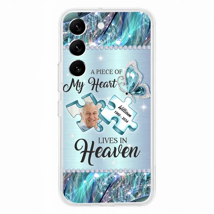 Custom Personalized Memorial Photo Phone Case - Memorial Gift Idea for Father's Day -  A Piece Of My Heart Lives In Heaven - Case for iPhone/Samsung