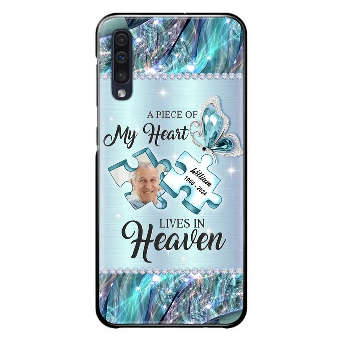 Custom Personalized Memorial Photo Phone Case - Memorial Gift Idea for Father's Day -  A Piece Of My Heart Lives In Heaven - Case for iPhone/Samsung