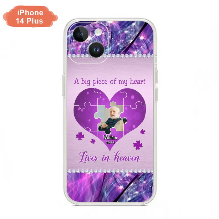 Custom Personalized Memorial Photo Phone Case - Memorial Gift Idea for Father's Day -  A Big Piece Of My Heart Lives In Heaven - Case for iPhone/Samsung