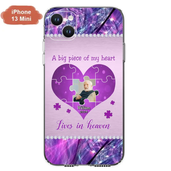 Custom Personalized Memorial Photo Phone Case - Memorial Gift Idea for Father's Day -  A Big Piece Of My Heart Lives In Heaven - Case for iPhone/Samsung