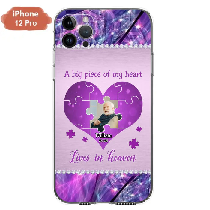 Custom Personalized Memorial Photo Phone Case - Memorial Gift Idea for Father's Day -  A Big Piece Of My Heart Lives In Heaven - Case for iPhone/Samsung