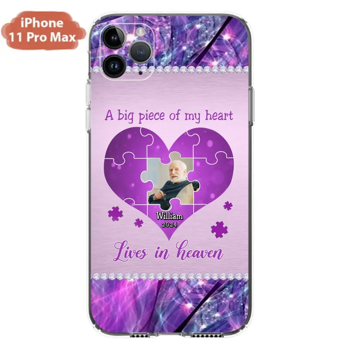 Custom Personalized Memorial Photo Phone Case - Memorial Gift Idea for Father's Day -  A Big Piece Of My Heart Lives In Heaven - Case for iPhone/Samsung