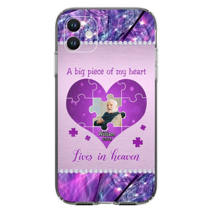 Custom Personalized Memorial Photo Phone Case - Memorial Gift Idea for Father's Day -  A Big Piece Of My Heart Lives In Heaven - Case for iPhone/Samsung