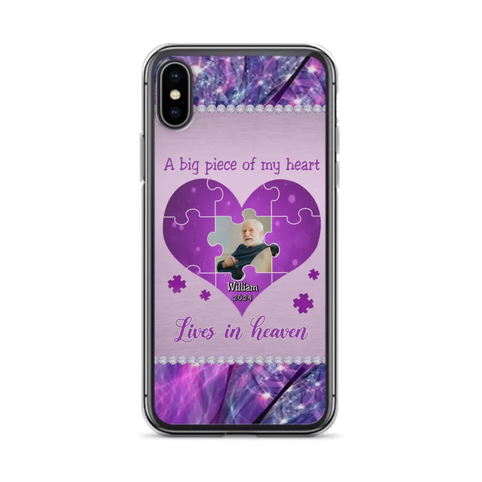 Custom Personalized Memorial Photo Phone Case - Memorial Gift Idea for Father's Day -  A Big Piece Of My Heart Lives In Heaven - Case for iPhone/Samsung