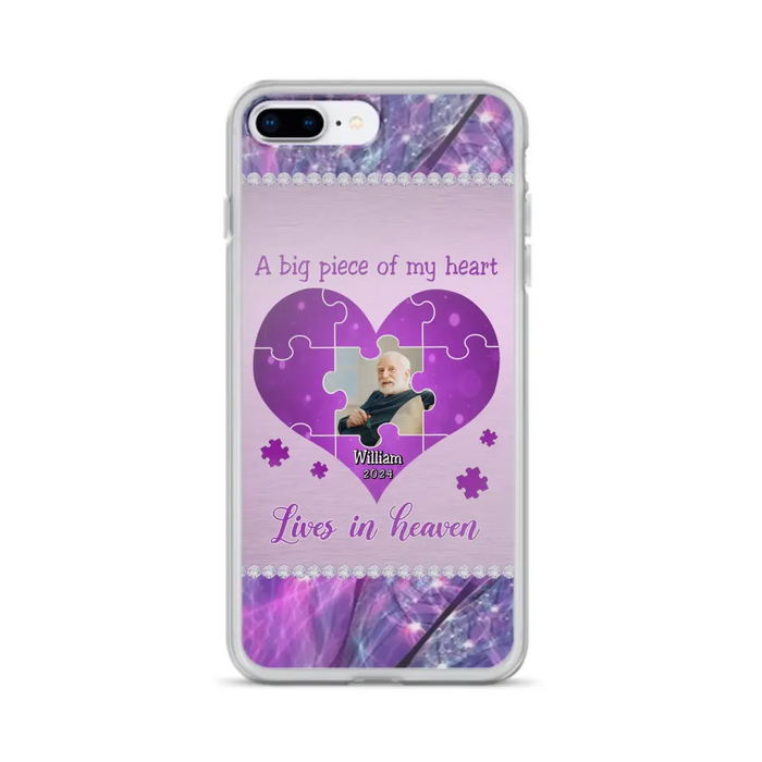 Custom Personalized Memorial Photo Phone Case - Memorial Gift Idea for Father's Day -  A Big Piece Of My Heart Lives In Heaven - Case for iPhone/Samsung