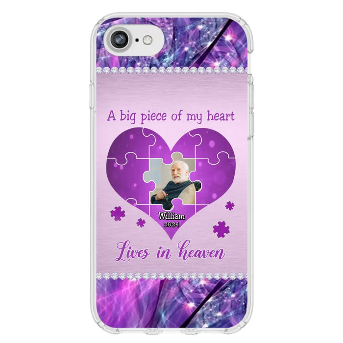 Custom Personalized Memorial Photo Phone Case - Memorial Gift Idea for Father's Day -  A Big Piece Of My Heart Lives In Heaven - Case for iPhone/Samsung