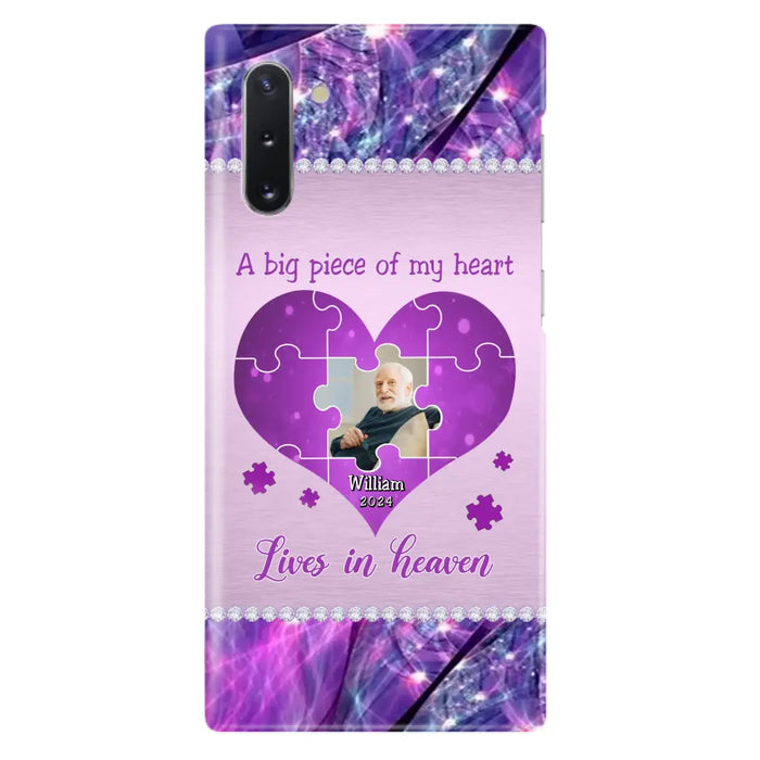 Custom Personalized Memorial Photo Phone Case - Memorial Gift Idea for Father's Day -  A Big Piece Of My Heart Lives In Heaven - Case for iPhone/Samsung