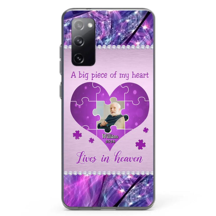 Custom Personalized Memorial Photo Phone Case - Memorial Gift Idea for Father's Day -  A Big Piece Of My Heart Lives In Heaven - Case for iPhone/Samsung