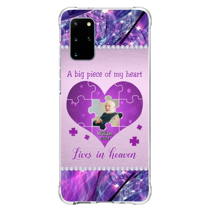 Custom Personalized Memorial Photo Phone Case - Memorial Gift Idea for Father's Day -  A Big Piece Of My Heart Lives In Heaven - Case for iPhone/Samsung