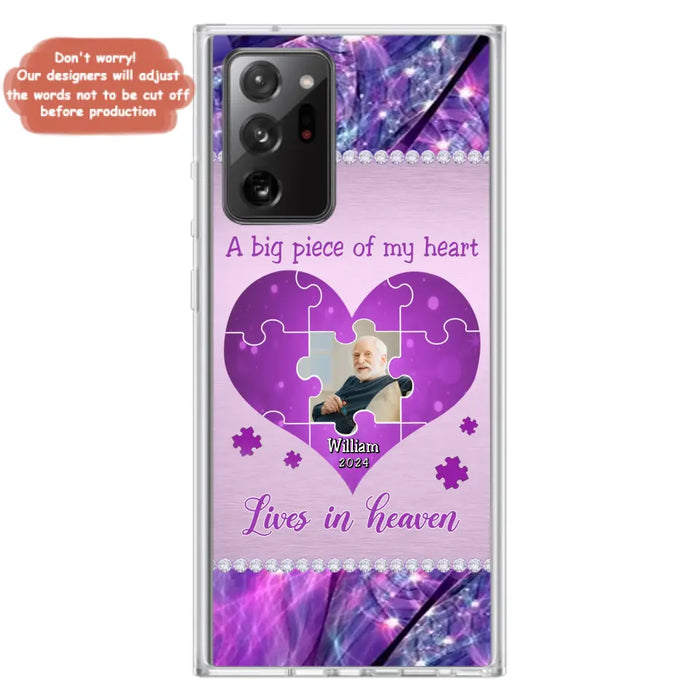 Custom Personalized Memorial Photo Phone Case - Memorial Gift Idea for Father's Day -  A Big Piece Of My Heart Lives In Heaven - Case for iPhone/Samsung