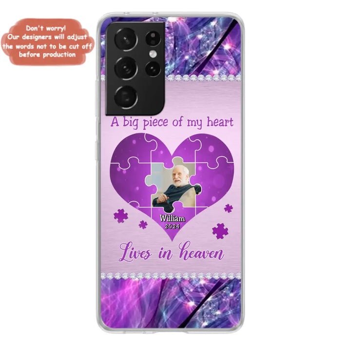 Custom Personalized Memorial Photo Phone Case - Memorial Gift Idea for Father's Day -  A Big Piece Of My Heart Lives In Heaven - Case for iPhone/Samsung