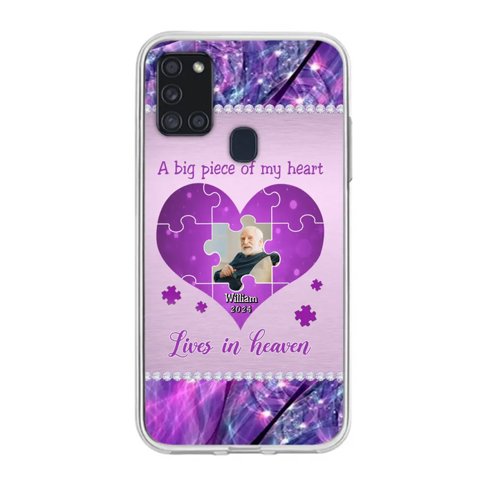 Custom Personalized Memorial Photo Phone Case - Memorial Gift Idea for Father's Day -  A Big Piece Of My Heart Lives In Heaven - Case for iPhone/Samsung