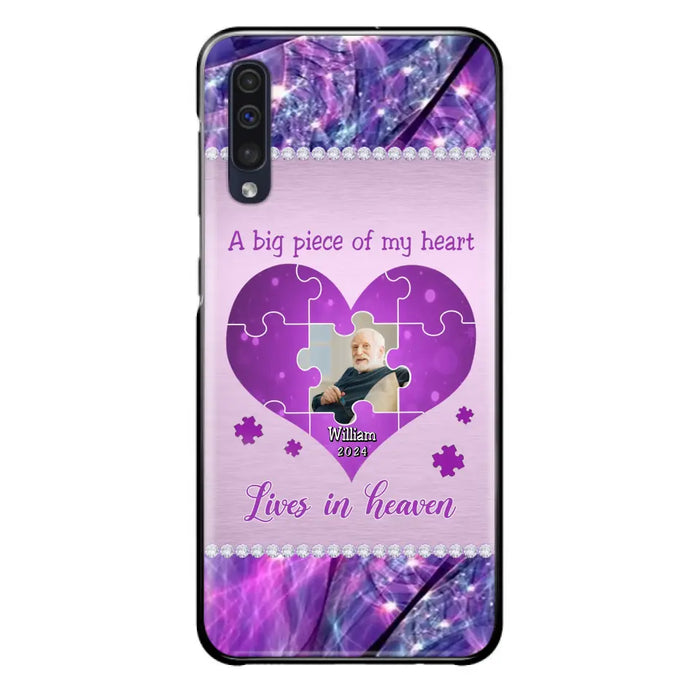 Custom Personalized Memorial Photo Phone Case - Memorial Gift Idea for Father's Day -  A Big Piece Of My Heart Lives In Heaven - Case for iPhone/Samsung