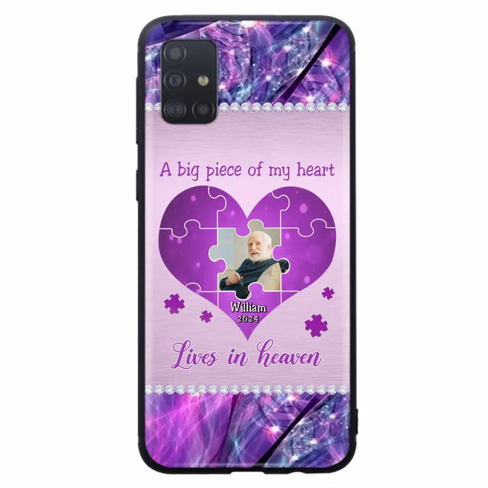 Custom Personalized Memorial Photo Phone Case - Memorial Gift Idea for Father's Day -  A Big Piece Of My Heart Lives In Heaven - Case for iPhone/Samsung