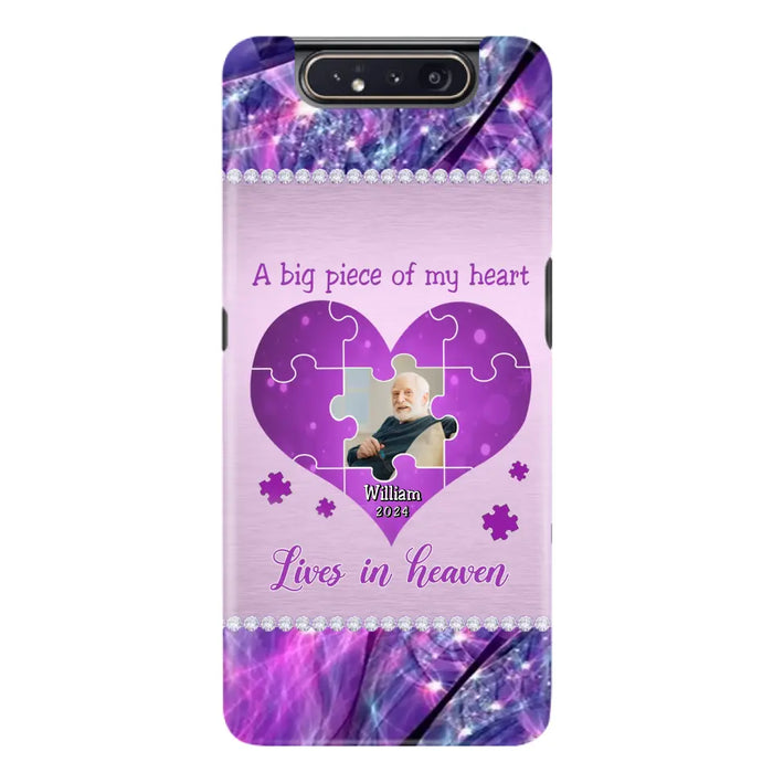 Custom Personalized Memorial Photo Phone Case - Memorial Gift Idea for Father's Day -  A Big Piece Of My Heart Lives In Heaven - Case for iPhone/Samsung