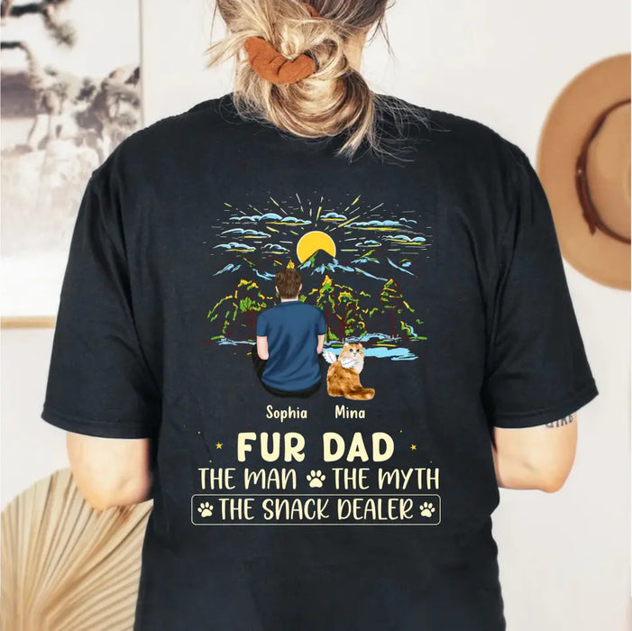 Custom Personalized Cat Dad Shirt/ Hoodie - Upto 4 Cats - Gift Idea For Father's Day/ Cat Lover - Fur Dad The Man The Myth The Snack Dealer