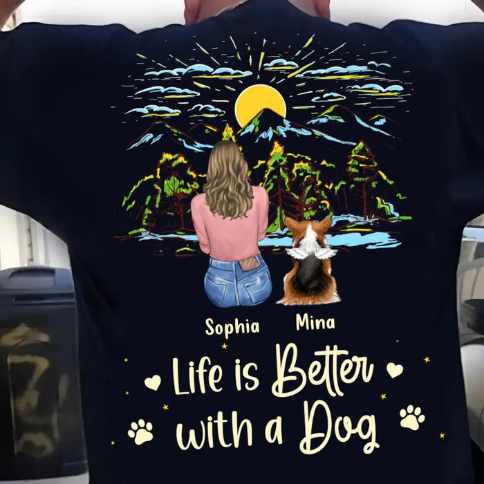 Custom Personalized Pet Shirt/ Hoodie - Upto 4 Dogs/ Cats/ Rabbits - Gift Idea For Pet Lover/ Father's Day/ Mother's Day - Life Is Better With Dogs