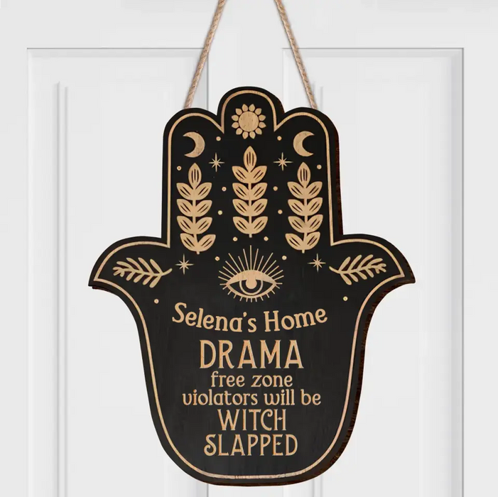 Personalized Witch Wooden Sign - Gift Idea for Witch/Wicca Decor/Pagan Decor - Drama Free Zone Violators Will Be Witch Slapped