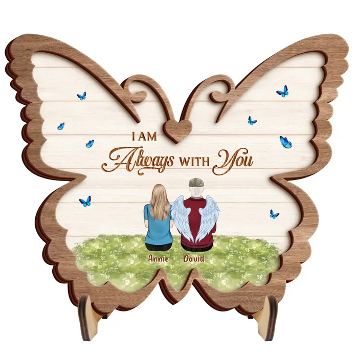 Personalized Memorial Family Butterfly Wooden Art - Up to 6 People And 2 Pets - Memorial Gift Idea Family Member - I Am Always With You