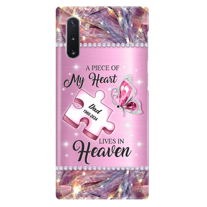 Custom Personalized Memorial Piece Phone Case - Memorial Gift Idea for Father's Day - A Piece Of My Heart Lives In Heaven - Case for iPhone/ Samsung