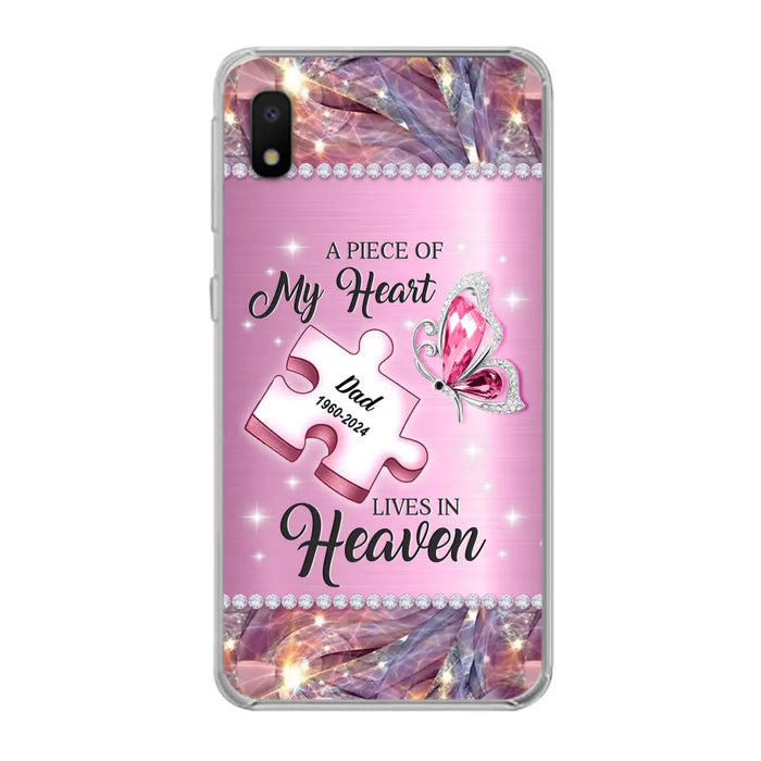 Custom Personalized Memorial Piece Phone Case - Memorial Gift Idea for Father's Day - A Piece Of My Heart Lives In Heaven - Case for iPhone/ Samsung