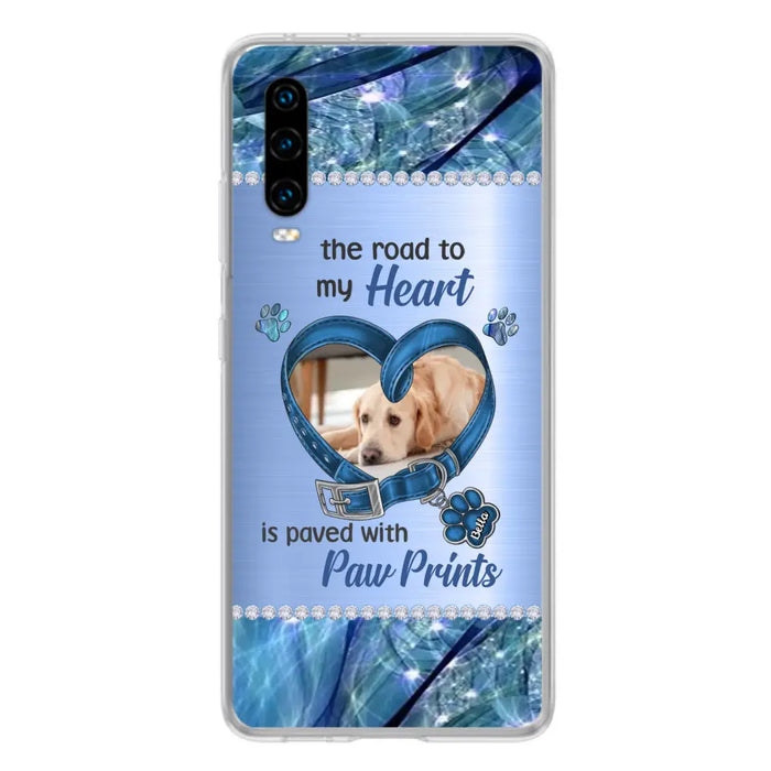 Custom Personalized Memorial Dog Collar Phone Case - Upload Photo - Memorial Gift Idea For Dog Owner - The Road To My Heart Is Paved With Paw Prints - Case for Xiaomi/ Oppo/ Huawei