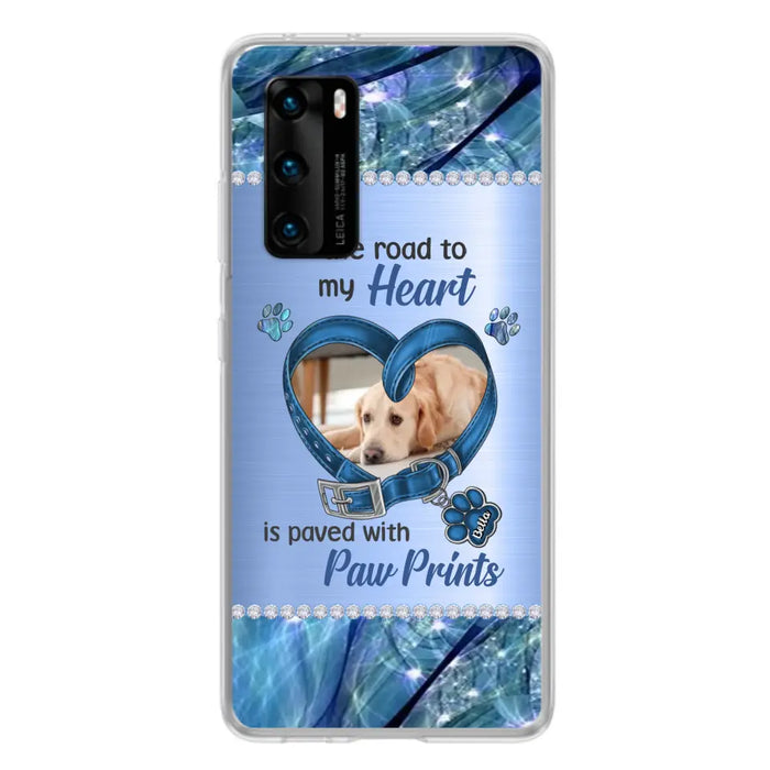 Custom Personalized Memorial Dog Collar Phone Case - Upload Photo - Memorial Gift Idea For Dog Owner - The Road To My Heart Is Paved With Paw Prints - Case for Xiaomi/ Oppo/ Huawei