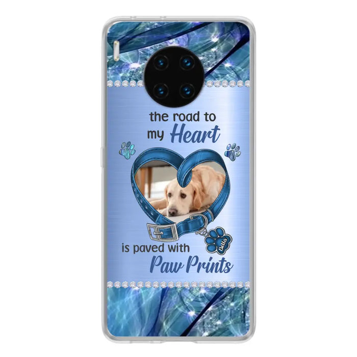 Custom Personalized Memorial Dog Collar Phone Case - Upload Photo - Memorial Gift Idea For Dog Owner - The Road To My Heart Is Paved With Paw Prints - Case for Xiaomi/ Oppo/ Huawei