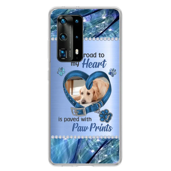 Custom Personalized Memorial Dog Collar Phone Case - Upload Photo - Memorial Gift Idea For Dog Owner - The Road To My Heart Is Paved With Paw Prints - Case for Xiaomi/ Oppo/ Huawei